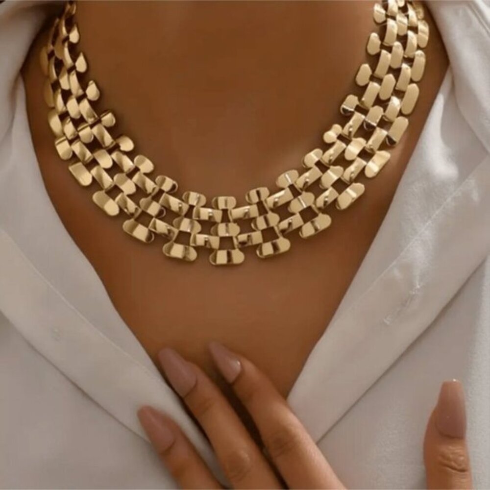 18K Gold Filled Statement Link Collar Necklace